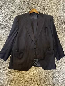 Traje Franco Ercole 2 Piezas Rayas Hombre Talla 50 Pantalones 50/27 Azul Marino Tres Botones - Imagen 1 de 17
