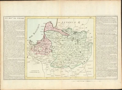 1767 Kingdom of Prussia antique map by Clouet ~ 23.1" x 17.1"  hand color - Image 1 of 4