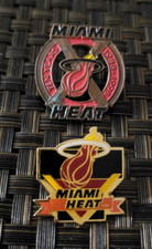 2PC LOT VINTAGE 1990'S NBA BASKETBALL MIAMI HEAT TEAM LOGO COLLECTIBLE PIN RARE