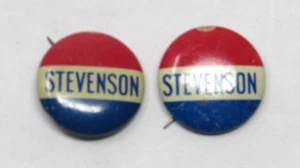 Adlai Stevenson 1956 Presidential Campaign Political Pinback Button Lot (2) - Picture 1 of 2