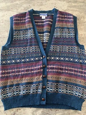 Chaleco Suéter Pendleton Abotonado 100% Lana Virgen Mujer XL Hecho en EE. UU. Foto 1 de 2