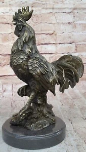 Bronzeskulptur großes Huhn Hahn Bauernhof Tier Wohndeko Marmor Kunstwerk - Bild 1 von 10