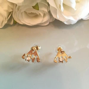 NEW LOVE Statement mit kleinem Herz Metall süße Ohrringe - goldfarben  - Bild 1 von 5