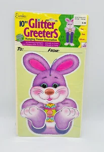 Eureka Vintage Glitter Greeters Easter Bunny Hanging Honeycomb Tissue Decor - Imagen 1 de 5