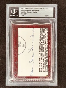 Duke Snider Don Newcombe 2012 Leaf Masterpiece Cut Signature signed card 1/1 JSA - Picture 1 of 2