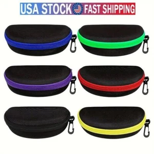 Large Portable Zipper Eye Glasses Sunglasses Hard Case Box Protector Belt Clip - Picture 1 of 16