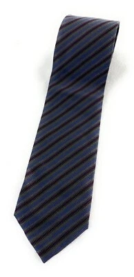 Corbata de cuello Jhane Barnes 100 % seda azul borgoña a rayas para hombre Foto 1 de 4