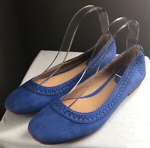 FRYE Carson LEATHER Ballet FLATS 🥿 9.5M IN Blue