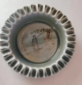 Wade Armagh Fly Fishing Porcelain Ashtray Made In Ireland Vintage - Picture 1 of 3