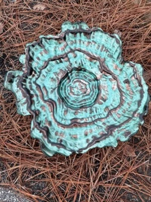 Tazón centro de mesa Donald Stuart arte opalescente vidrio abulón en forma de ostra Foto 1 de 4