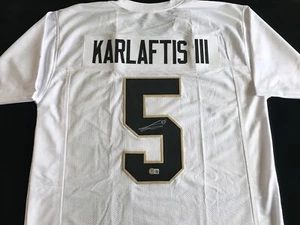 Camiseta deportiva blanca de Beckett firmada autografiada de George Karlaftis con certificado de autenticidad - Imagen 1 de 2