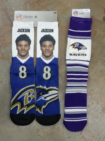2 Pack NFL Baltimore Ravens Lamar Jackson Gift Set Men Socks Argyle Deuce Medium Cover