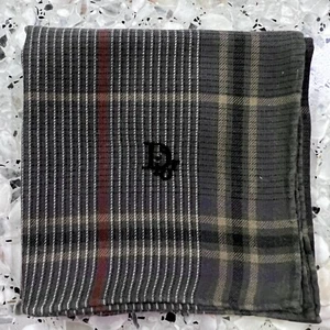 MAN HANDKERCHIEF COTTON ART POCKET SQUARE 18" CLASSIC DARK GRAY PLAIDS & STRIPED - Picture 1 of 3