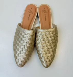 Zapatos Time And Tru Tejidos Mula Sin Cordones Dorados Para Mujer Espuma con Memoria Talla 9 NUEVO - Imagen 1 de 5