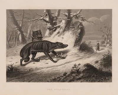 PAYNE (*1812) nach Unbekannt (19.Jhd), Der Wolfspass, Sst. Romantik Tiere - Bild 1 von 4