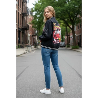 NUEVO CON ETIQUETAS The Laundry Room Coca Cola Racing Rally Denim Chaqueta Bomber Para Mujer L Foto 1 de 4