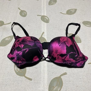 Victoria’s Secret miraculous Plunge 32A Bra Pink & Black Floral.             BB - Picture 1 of 9