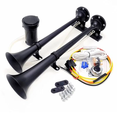 Klaxon de voiture Car Air Horn 24V 165DB Klaxon à air 45cm Chrome Zinc Double... - Photo 1/4