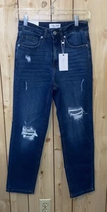 Jeans donna Cara Vera vita alta slim mamma fit effetto invecchiato nuovo con etichetta taglia 3 CV-2130 - Foto 1 di 6