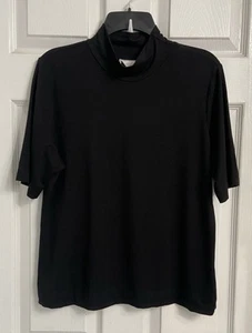 Marc Bouwer Black Boxy Short Sleeve Mock Neck Large Top Neutral Closet Staple - Picture 1 of 5