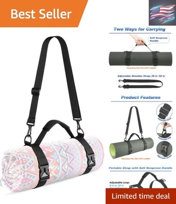 Черный нейлоновый ремень коврика для йоги с регулируемым плечевым ремнем для комфорта и стиля - Изображение 1 из 4