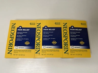 3 УПАКОВКИ НЕОСПОРИН + обезболивающий крем максимальной силы 1 унция общий срок годности: 2028 - Изображение 1 из 2