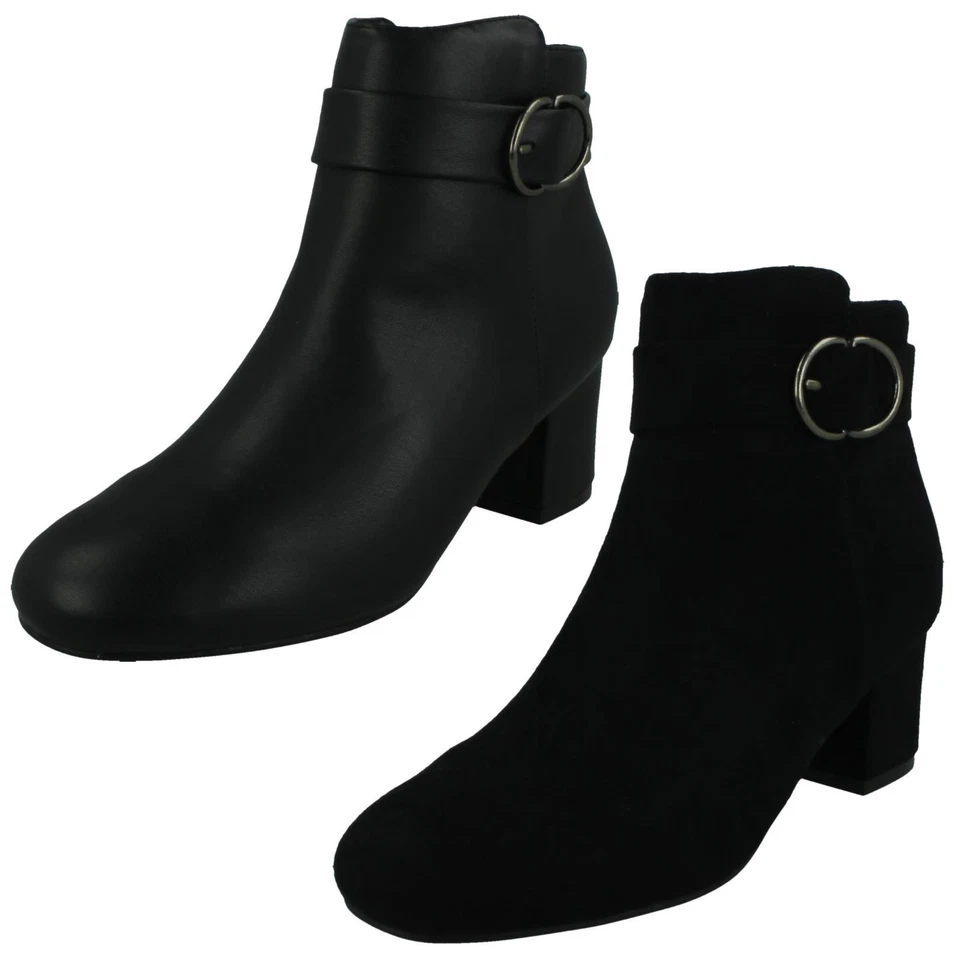 Botas al tobillo de ajuste ancho con tacón ancho para dama F5R1247 Foto 1 de 1