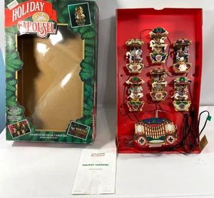 1992 Mr. Christmas Holiday Carousel 6 Horses With Lights Plays 21 Carols WORKS - Picture 1 of 15