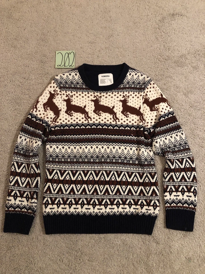 Suéter Pullover Estilo Vintage Sonoma Navidad Tejido Acogedor Para Hombre Talla Pequeña Foto 1 de 4