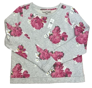 Sudadera Pullover Loft Ann Taylor Mujer Terry Francés Floral Gris Pequeña Nueva $54 - Imagen 1 de 6