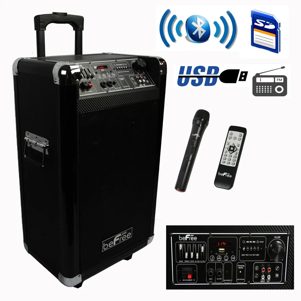 beFree Sound Elegante Altavoz PA Bluetooth Portátil Profesional de 10 Pulgadas con Control Remoto Foto 1 de 1