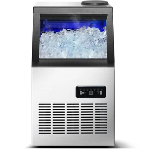 Commercial Ice Maker 100lbs Stainless Steel Built-in Cube Machine Bar Restaurant - Picture 1 of 9