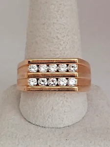 RSC Cubic Zirconia Gold-Tone Band Ring with (10) Gemstones Size 11 - Picture 1 of 13