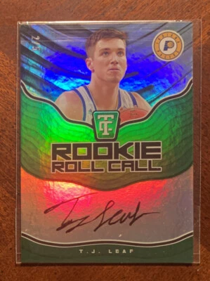 T.J. Leaf 2017-18 Totally Certified Auto Emerald Green 2/5 RC Rookie Autogragh - Image 1 of 2