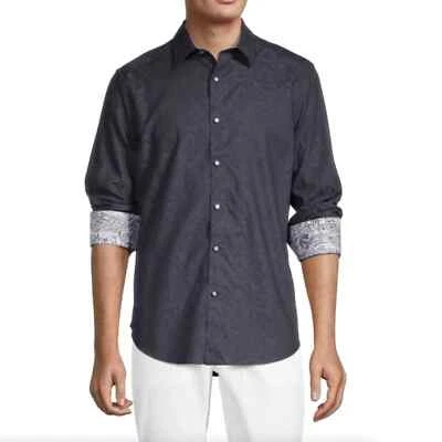 ROBERT GRAHAM Bayview Paisley Jacquard Flip Cuff Button Down Shirt Black {SS14} - Image 1 of 4