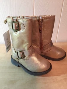 Carter's Aqion Kleinkind Mädchen Reißverschluss Reitstiefel Metallic Schimmer Bronze Größe 5 - Bild 1 von 8