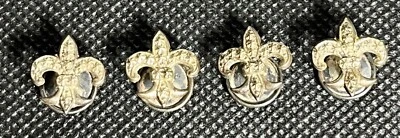 Antique Fleur De Lis Buttons Sterling Silver Set of 4 Stud - Image 1 of 4