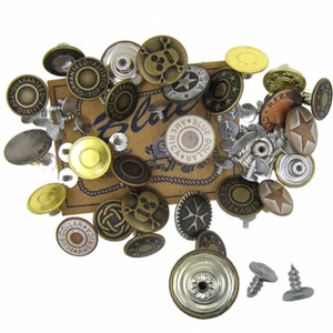 50 Pack No-Sew Assorted Randomly Mixed Jean Tack Buttons 17mm, 20mm USA Quality - Picture 1 of 4