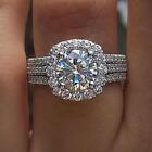 925 Sterling Silver Lab Created Diamond Women Engagement Wedding Rings