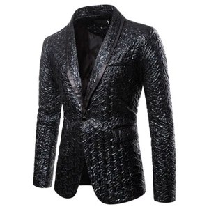 Herren Struktur Anzug Blazer Schalkragen Revers Jacke Mantel Tops Bühne Schausteller Kostüm Top - Bild 1 von 15