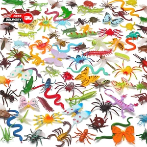 100 Pcs Realistic Mini Bugs Toy, Plastic Insects Figurines for Kid Children - Picture 1 of 12
