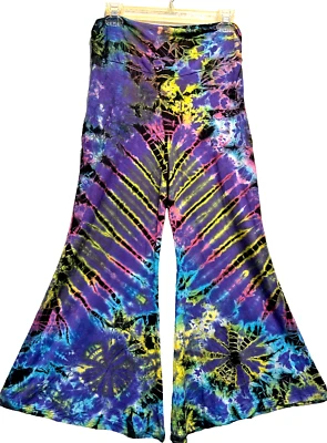 Nwt SACRED THREADS 70' tie dye boho hippie rayon knit capri PANTS M Free shippin - Image 1 of 4