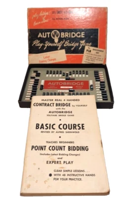 Auto Bridge Game Play Yourself Learning 1959 Made In USA Vintage Beginners Set - Image 1 of 4