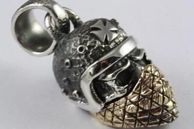 Teschio Tattoo Biker Croce Ciondolo In Argento 925 Argento / 588 - Immagine 1 di 4