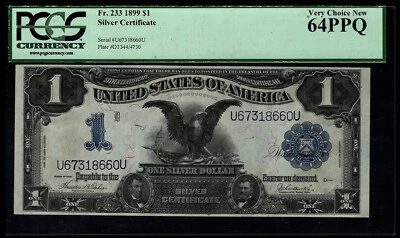 1899 $1 SILVER CERTIFICATE BLACK EAGLE PCGS 64 PPQ Fr.233 (GJJ) - Image 1 of 3