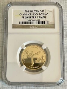 Bhutan 1994 Atlanta Olympics - Kick Boxing 5 Sertrum Gold NGC PF69 UC SKU# 1257 - Picture 1 of 2