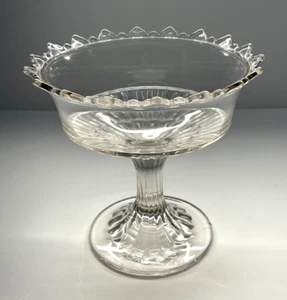 Crystal Pedestal Compote  7 1/2" x 7" Antique PLAIN Pattern Glass - Picture 1 of 3