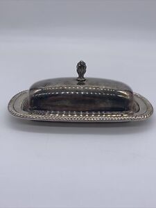 INTERNATIONAL SILVER COMPANY Finest Quality Plated Covered Butter Dish W/Glass