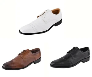 LIBERTYZENO Mens Perforated Trim Genuine Leather Business Oxford Dress Shoes - Picture 1 of 22