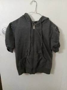 MARDEE WOMEN SWEAT JACKET SHORT SLEEVE HOODED GRAY SIZE MEDIUM - Picture 1 of 4
